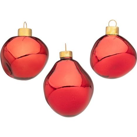 CONFEZIONI 6 PALLINE NATALE ROSSO LUCIDO IN VETRO ORGANIC BIZZOTTO D6