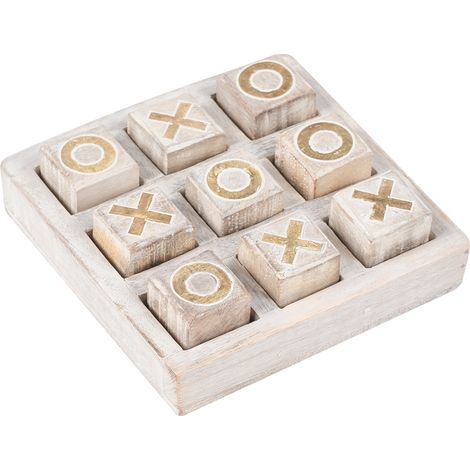 Juego de tres en raya decorativo de madera de mango beige Asjut (1/5)