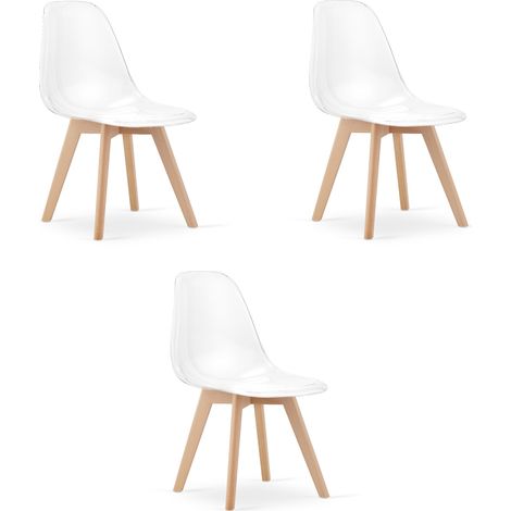 Chaise - Leobert - Kito - Transparent/Pieds Naturels - 46 X 54,5 X 80 Cm - Lot De 3 (1/5)