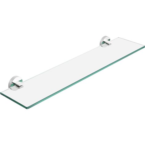 Estante de cristal con soporte de acero inoxidable, estante de baño de 60 cm, estante flotante de vidrio templado, montaje en pared, acabado pulido/espejo (1/5)