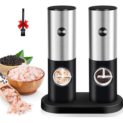 Electric Salt and Pepper Grinder Set: Leap Fit Kitchen Automatic Battery Operated Pepper Mills with Adjustable Coarseness