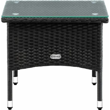 Rattan side table black 50x50x45 cm uv resistant