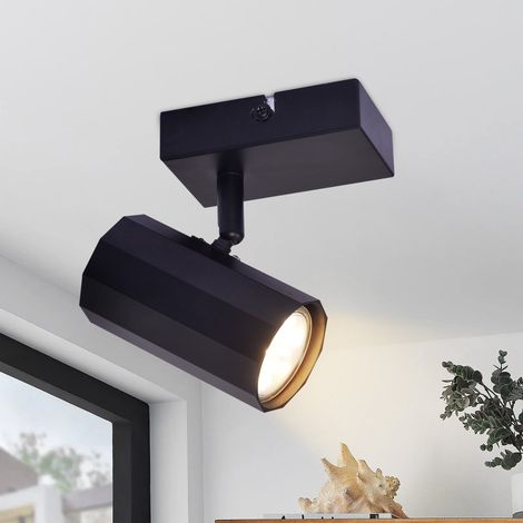 GBLY Deckenspots 1 Flammig Deckenleuchte Schwarz - Deckenstrahler Vintage Deckenlampe Metall GU10 Schwenkbar 350° Flurlampe MAX. 40W für Flur Küche Schlafzimmer Arbeitszimmer Ohne Leuchtmittel