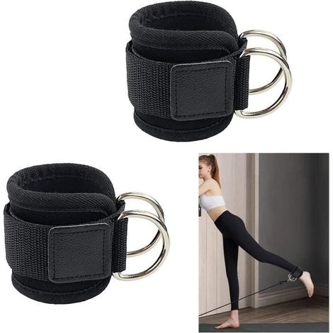 2-teilige gepolsterte Knöchelmanschetten für Gewichtheben und Fitness mit verstellbaren D-Ringen am Kabel (1/4)