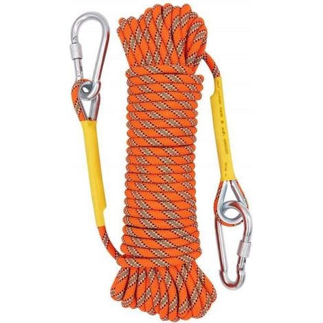 20M Corde De Sécurité d'escalade Extérieure Anti-déchirures Alpinisme Sauvetage Corde avec 2 Mousquetons, pour (1/4)