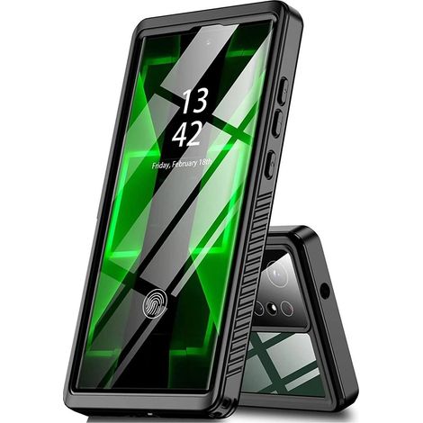 Étui étanche rouge poivre pour Samsung Galaxy S23 Ultra, étui étanche anti-chute pour l'extérieur S24 - noir + transparent - Samsung S23 Ultra