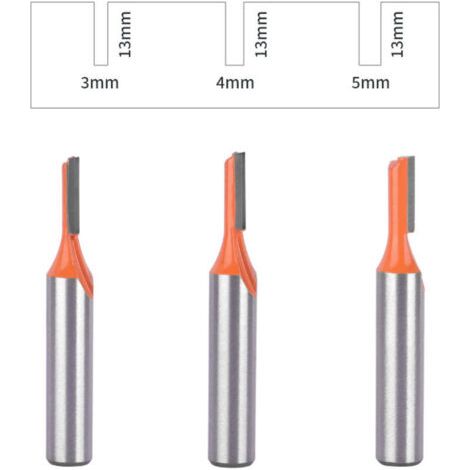 royaluxe-3pcs Jeu de Fraises à Rainurer 8mm Fraise à Bois en Acier au Carbone Fraise à Bois Outils de Fraisage du Bois Diamètre de Coupe 3mm/ 4mm/ 5mm (1/4)