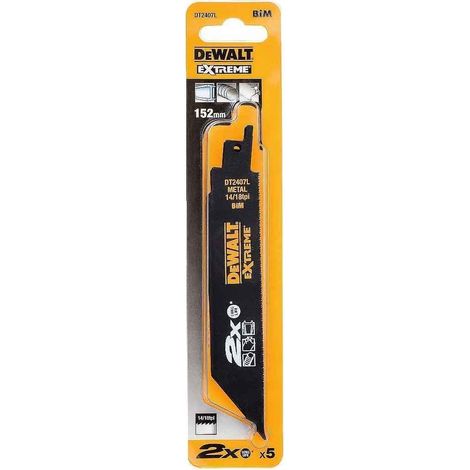 DEWALT DT2407L 152mm Reciprocating Metal Saw Blades 14/18 TPI 2X Life Pack of 5 (1/3)