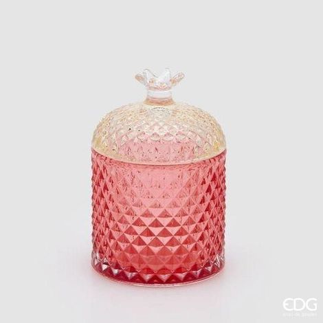 EDG Enzo De Gasperi Contenitore Decorativo Rotondo a Rombi H13 Ø8,5 cm Rosso – Decorazione di Natale (1/5)