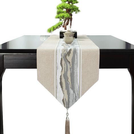 Chemin de table style chinois, drapeau de table style chinois, drapeau de table basse style chinois, nappe à rayures longues, nappe à thé, serviette, drapeau de lit d'hôtel, serviette de lit (1/5)