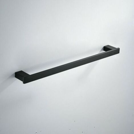 Porte-serviettes en acier inoxydable 40 cm – Finition noire mate – Installation perforée – Résistant à l'humidité pour salle de bain - BA8003B-40 (1/4)