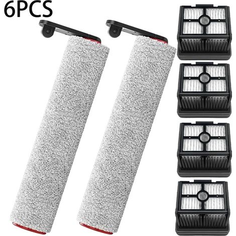 (6 pièces) Compatible avec l'aspirateur eau et poussière Dreame H12 Pro / H12 Plus : brosse douce, rouleau et filtre HEPA. Accessoires inclus. (1/4)