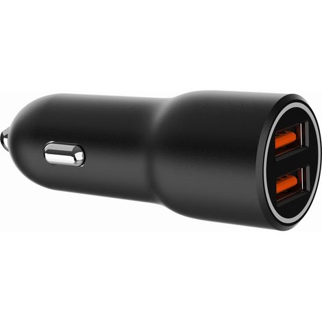 Cargador rápido para coche USB de 2 puertos, QC3.0, 36 W, negro