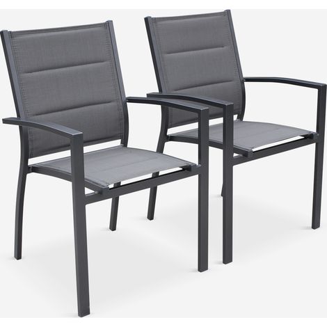 Silla de jardín apilable de aluminio, set de 2