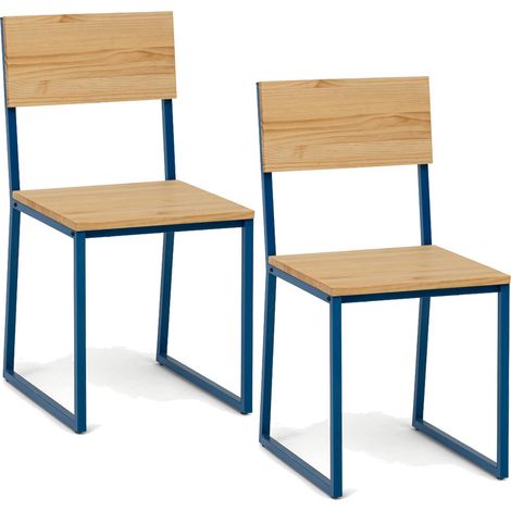 Pack 2Uds. Sillas Desmontables Oxford ECO Azul en madera maciza de pino acabado natural estilo nórdico industrial Box Furniture (1/5)