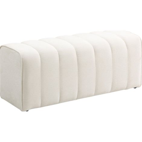 Panca da camera imbottita con struttura in legno 110 x 40 x 44 cm bianco crema HOMVRA (1/5)