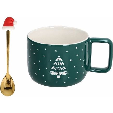 Tazza Tazzone Latte Natale Mug + Cucchiaino con Cappello 420 cc Tognana (1/2)