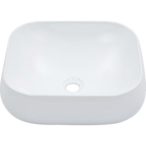 Lavabo vasque à poser Luxueux, Bac à laver, 44,5 x 39,5 x 14,5 cm Céramique Blanc OIB8006E (1/5)