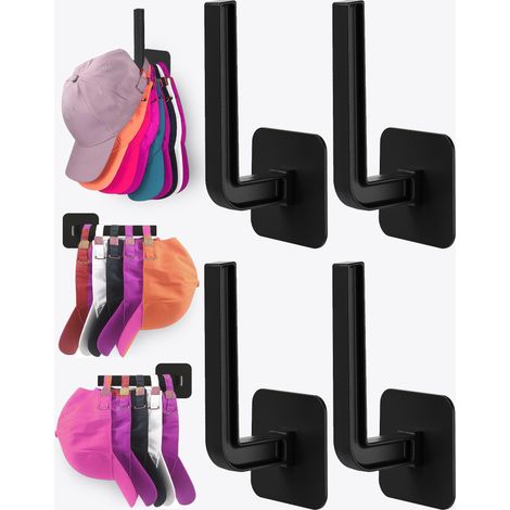 Porte-chapeaux pour ranger les chapeaux (paquet de 4), crochets adhésifs résistants pour boîtes de rangement murales, deux options (1/4)