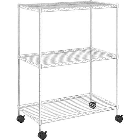 Étagère de rangement 3 niveaux et roues 60x35x81cm chrome 150kg (1/5)