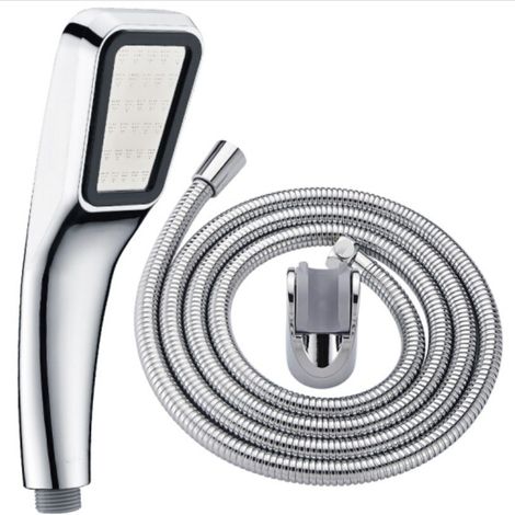 Bathroom shower head, handheld shower head, pressurized shower head set, water-saving, stainless steel, fine spray, detachable and washable -- pressurized set