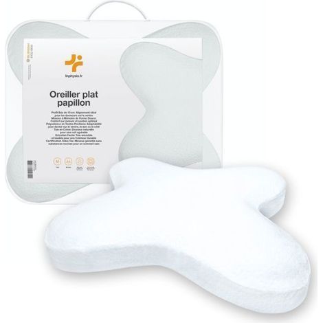 Oreiller ergonomique - INPHYSIO - Papillon - Mousse à mémoire de forme - Taie en coton - 56x46x10 cm (1/5)