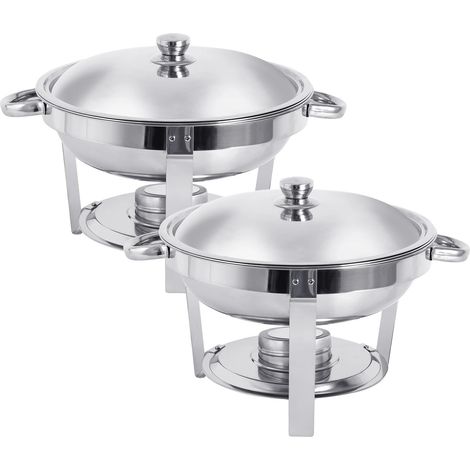 Plat de service, Acier inoxydable, Rétention de chaleur, 2 PCS, 5 pouces (1/2)