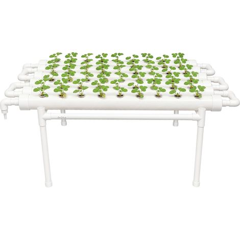 Kit de culture hydroponique 1 couche 54 emplacements – 6 tubes en PVC-U blanc – Pour culture sans terre de laitue, herbes et légumes (1/5)