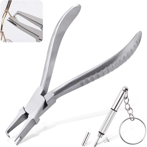 Unload Pince à coussinets de nez, Outils de réglage pour décapant de plaquettes de nez, Pince optique en acier inoxydable, Kit de réparation de lunettes avec mini tournevis (1/5)