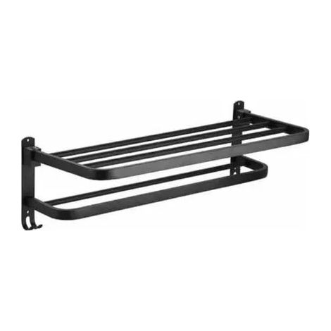 Handtuchhalter fürs Badezimmer, klappbare Ablage, schwarzes Aluminium, 40 cm ODIPIE (1/4)