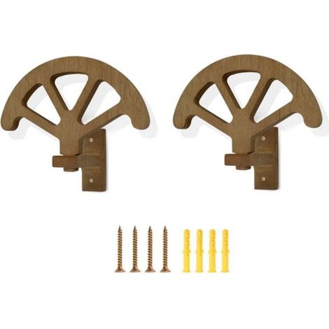 2 Porte-chapeaux mural, Bois d'hévéa, Crochets robustes, Design rustique, Pour chapeau et casquette (1/5)