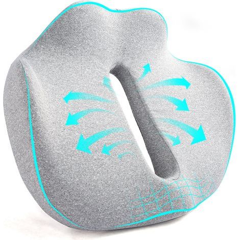 Sitzkissen aus Memory-Schaum (geeignet für Bürostühle oder Autos) – Ergonomisches Design, konturierte Form, rutschfeste Unterseite (1/5)