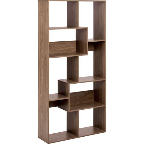 Libreria a 6 ripiani in truciolato, con retro aperto, design minimalista, marrone Chateh