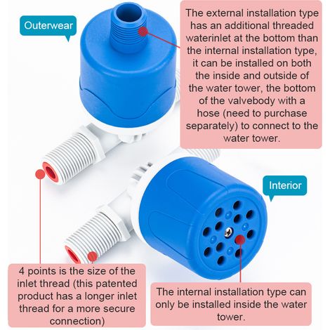 Valvola a galleggiante automatica 20mm DN15 G1/2, serbatoio dell'acqua, torre idrica, valvola a sfera galleggiante, valvola di intercettazione completa con vite in acciaio inox. (1/5)