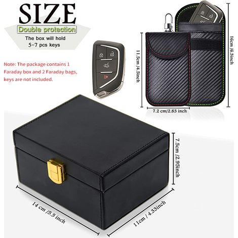 Box di Faraday con 2 tasche, protezione per portachiavi, protezione antifurto per auto, accesso senza chiave, gabbia antifurto RFID per chiavi (1/5)