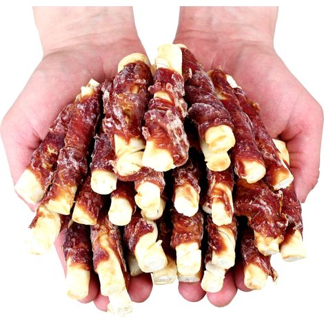 Snack per cani, bastoncini di pelle avvolti con Duck Woof & Miao 500 g (1/3)