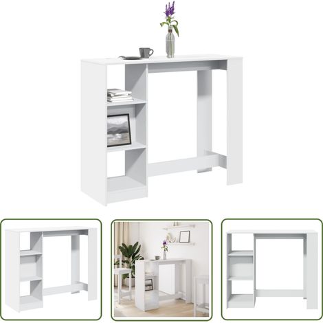 vidaXL Bartisch mit Regal Weiß 124x46x103,5 cm Holzwerkstoff (1/5)