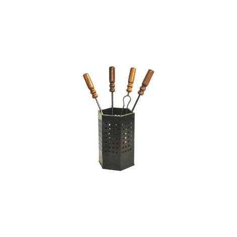 SET ATTREZZI DA CAMINO CON SECCHIELLO ESAGONALE cm.50h. (669A) MILLE