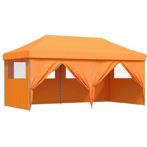 Tente de réception orange, 292 x 580 x 315 cm, toile Oxford.