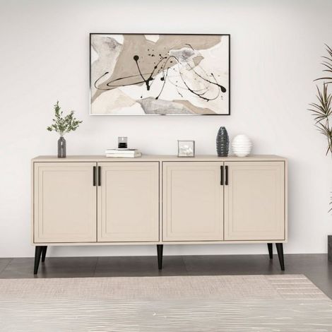 Madia con ante colore cashmere e piedi neri 180x45x80H cm - Styril
