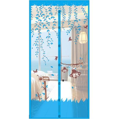 Moustiquaire magnétique pour fenêtre avec fermeture automatique – 100 × 210 cm, bleu, facile à installer, sans perçage (1/5)
