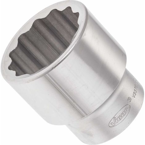 VIGOR Innenvierkant Antrieb 25 = 1 Zoll Doppel-Sechskant Steckschlüssel-Einsatz Innenvielzahn-Profil (XZN) V3375N ∙ Vierkant hohl 25 mm (1 Zoll) ∙ Außen-Doppel-Sechskant Profil ∙ 50 ∙ Gesamtlänge: 75 (1/3)