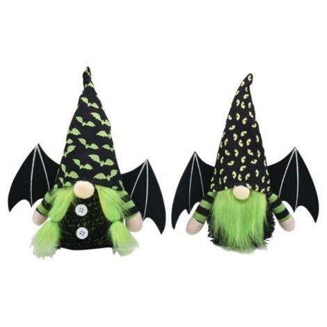 Pair Lot de 2 gnomes sans visage Halloween – Ailes de chauve-souris – Décoration de table – Homme + femme (1/3)