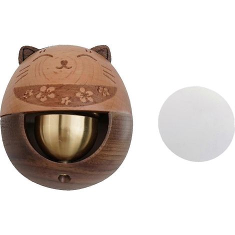 Sonnette de porte en bois forme chat porte-bonheur carillon à vent laiton et ébène motif japonais décoratif inspiré de la dopamine (1/5)