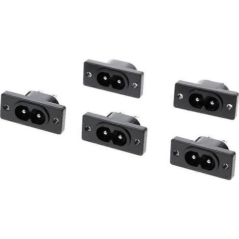 Lot de 5 prises d'alimentation IEC320 C8 à 2 bornes, 250 V CA, 2,5 A (1/5)