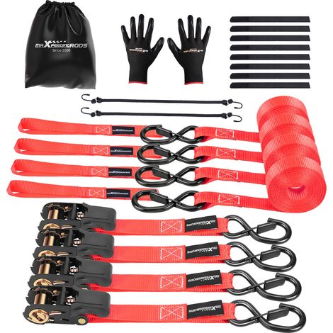 4x Spanngurte mit Ratsche und Haken Zurrgurte Spanngurt LKW 997kg 4,5m Rot (1/5)