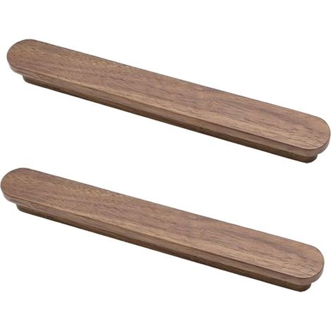 2 pièces Poignées de meuble en bois de noyer - Poignées de tiroir en bois naturel classique, poignées décoratives antiques pour meubles, cuisine, commode, garde-robe, porte, bureau (distance 192mm) (1/5)