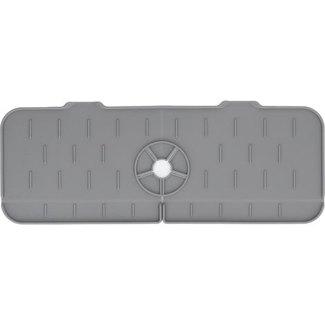 Tapis de Sink en Silicone Réutilisable pour Évier de Cuisine ou Salle de Bain, 45x14cm Gris (1/5)