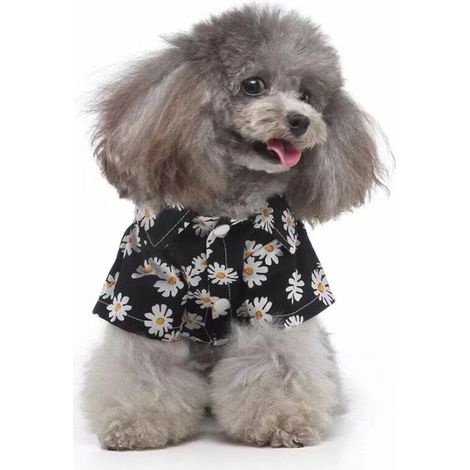 Vêtements pour animaux de compagnie, Chemise hawaïenne, Vêtements pour chiens, Chemise à carreaux pour chiens de plage (Noir XL) (1/5)
