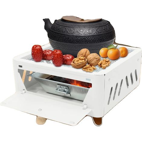 Fornello da campeggio, design portatile, alimentazione a carbone, compatibile con i tavoli, aspetto moderno, ideale per riunioni all'aperto. (1/5)